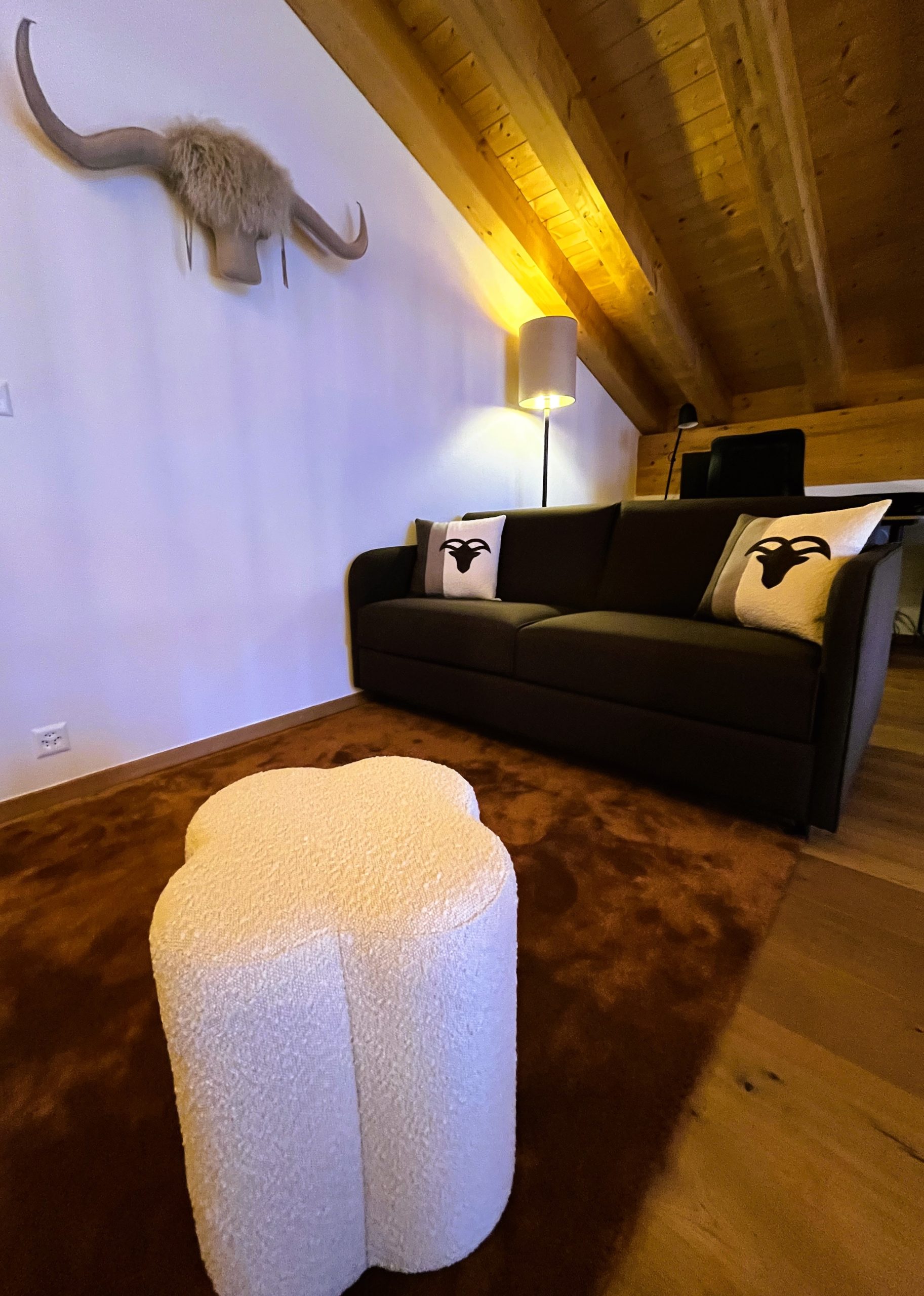 Projet d'aménagement et de décoration d'appartement de montagne Haute -Nendaz - Chambre avec lit superposé sur mesure