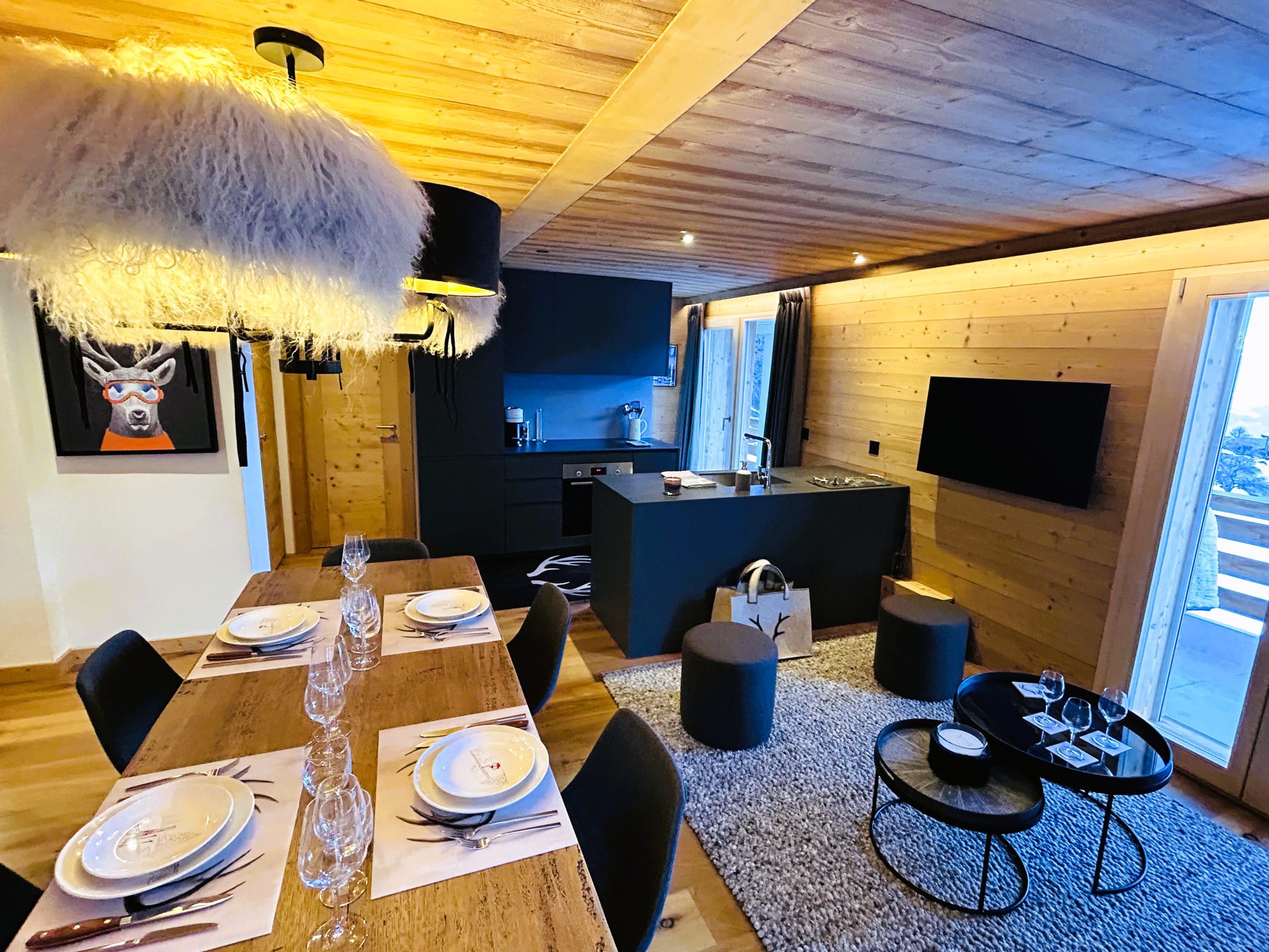 Projet d'aménagement et de décoration d'appartement de montagne Haute -Nendaz - Espace de vie réalisé en bois