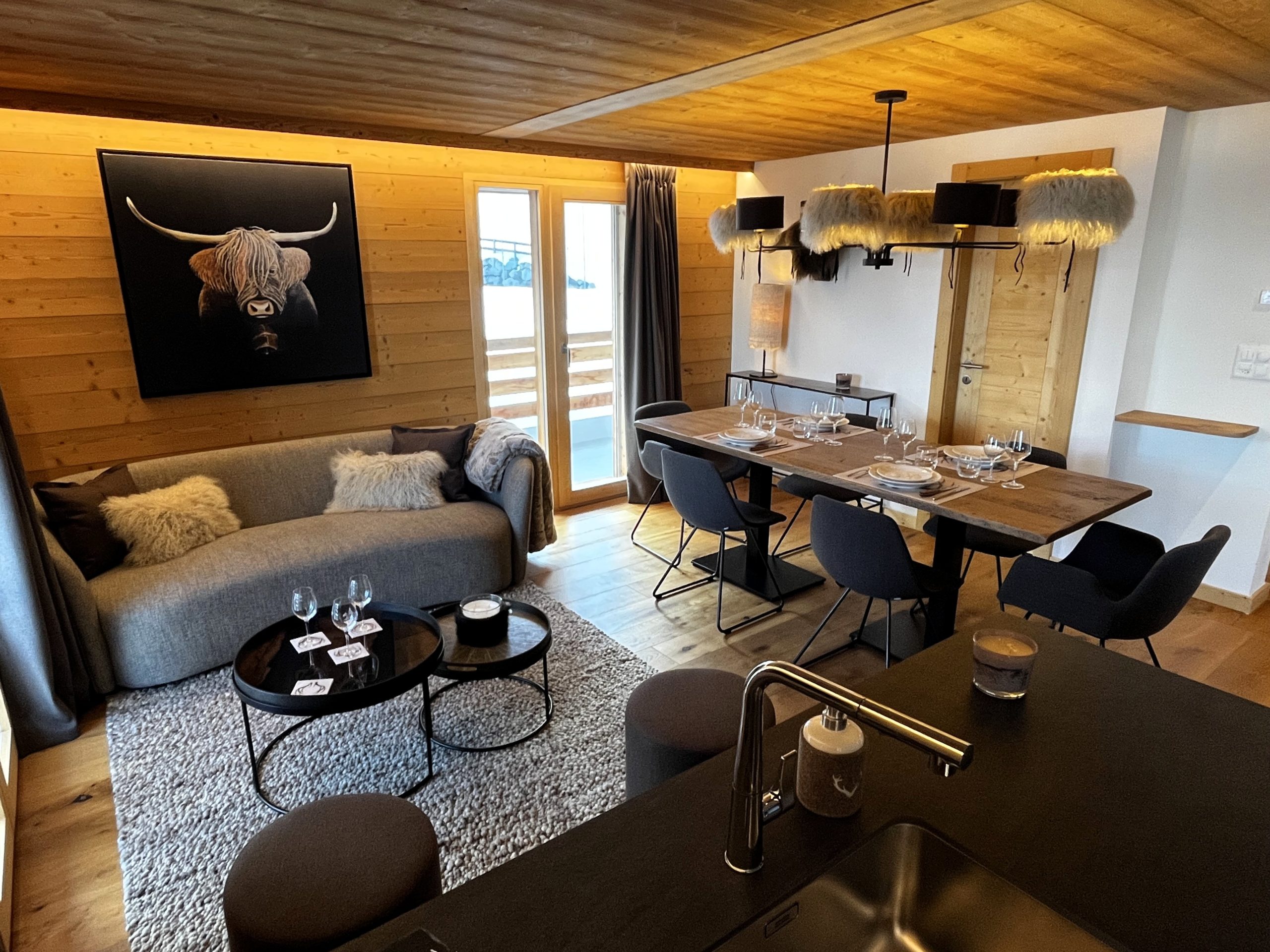 Projet d'aménagement et de décoration d'appartement de montagne Haute -Nendaz - Salon